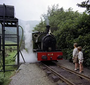 Number 4 engine at the Dolgoch falls stop on the The Talyllyn railway, Snowdonia, Wales Number 4 engine at the Dolgoch falls stop on the The Talyllyn railway, Snowdonia, Wales