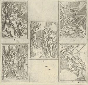 Agostino Carracci Collection: Five numbered scenes, each after a painter in the Accademia Degl Incamminati