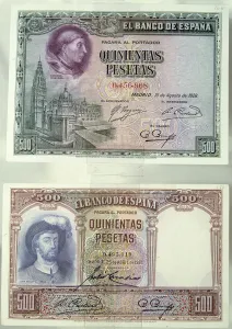 Numismatica Papel Moneda De Curso Legal , Emitido En 1921-1928 Quinientas Pesetas Numismatica Papel Moneda De Curso Legal , Emitido En 1921-1928 Quinientas Pesetas