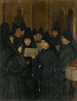 Nuns Prints: Nuns, 1893. Creator: Nesterov; Mikhail Vasilyevich (1862-1942)