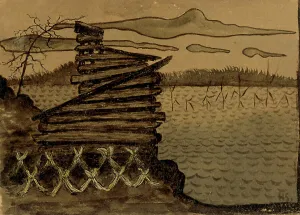 Simberg Hugo Prints: Nuottakota, 1895. Creator: Hugo Simberg