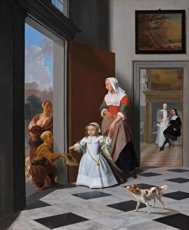 Nurse Gallery: A Nurse and a Child in an Elegant Foyer, 1663. Creator: Jacob Ochtervelt