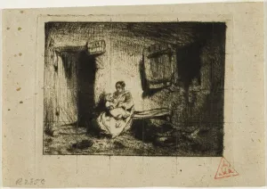 Nursemaid Prints: Nursemaid, 1843. Creator: Charles Emile Jacque