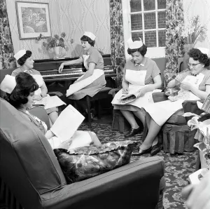 Nurses rest room, Montague Hospital, Mexborough, South Yorkshire, 1968. Artist