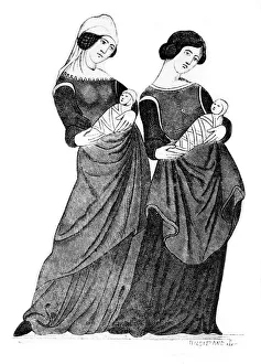 Nurses and sucklings, c1300, (1924). Artist: Hildierand
