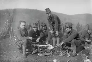 Campfire Prints: N.Y. Nat'l Guard, Camp Fire, between c1910 and c1915. Creator: Bain News Service