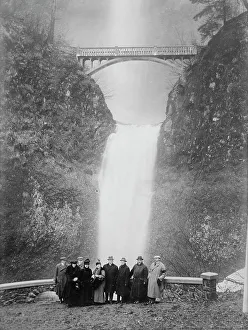 Oregon United States Of America Prints: N.Y. tourists (French, Vanderbilt party) at Multnomah Falls