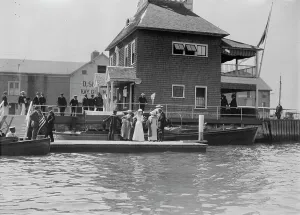 Yacht Club Prints: N.Y. Yacht Club Landing - Newport J