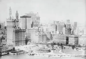 Birds Eye View Prints: N.Y.C. from Army plane, between c1915 and c1920. Creator: Bain News Service