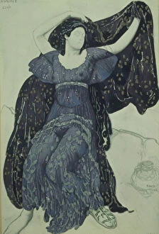 Léon 1866 1924 Collection: Nymph Echo. Costume design for the ballet Narcisse by N. Tcherepnin, 1911