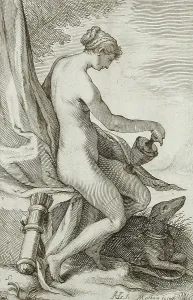 Nymph and Greyhound, between 1607 and 1610. Creator: Jacob Matham