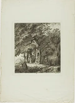 Salomon Gesner Prints: Nymph Hiding in a Tree, plate eight from Paysages Dédiés à M