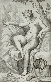 Hound Prints: Nymph and Hound, between 1607 and 1610. Creator: Jacob Matham