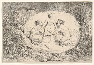 Jean Honoré Prints: Nymph Supported by Two Satyrs, 1763. Creator: Jean-Honore Fragonard