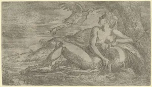 Heron Prints: Nymph Watching a Heron Flying Away, ca. 1542-45. Creator: Leon Davent