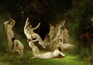 Nymphs Prints: The Nymphaeum, 1878. Creator: Bouguereau, William-Adolphe (1825-1905)