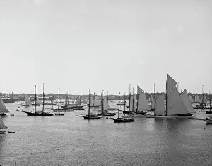 Yacht Club Prints: N.Y.Y.C. Fleet, Newport Harbor, August 11, 1888, 1888 Aug 11. Creator: Unknown