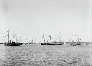 Yacht Club Prints: N.Y.Y.C. fleet, Vineyard Haven, August 7, 92, 1892 Aug 7. Creator: Unknown