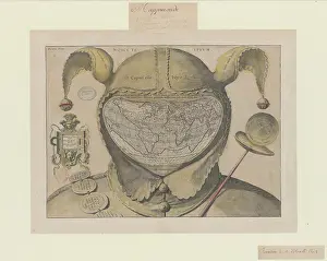 World Map Prints: O caput elleboro dignum (Fool's Cap Map of the World)