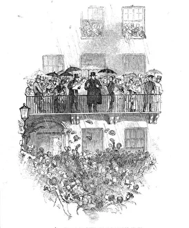 Irish Prints: O Connell at the balcony, in Merrion Square, Dublin, 1844. Creator: Unknown