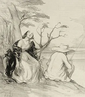 Regretful Prints: O douleur!...avoir rêvé...un époux... 1844. Creator: Honore Daumier