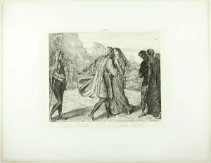 Pledge Prints: O My Fair Warrior!, plate five from Othello, 1844. Creator: Theodore Chasseriau