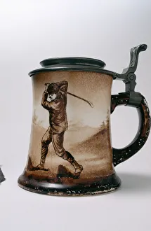 Stein Prints: O Hara Dale stein mug with golfing theme, American, c1900