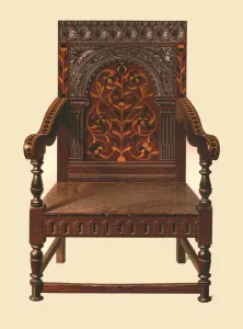 Macquoid Prints: Oak inlaid chair, 1904. Artist: Shirley Slocombe