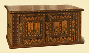Macquoid Prints: Oak inlaid Nonsuch chest, 1904. Artist: Shirley Slocombe