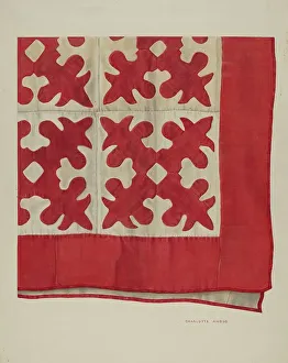 Angus Charlotte Prints: Oak Leaf Pattern Quilt, 1935/1942. Creator: Charlotte Angus