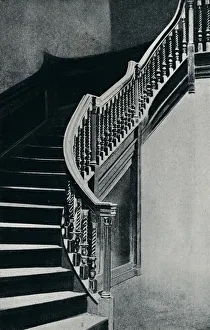 Oak Staircase of Charles II, at Whitton Park House, 1910