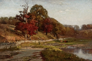 Stone Wall Prints: Oaks of Vernon, 1887. Creator: Theodore Clement Steele