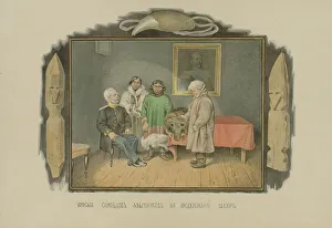 Oath Prints: Oath ritual of the Samoyed-heathens on a bear hide, 1862-1887. Creator: Mikhail Znamensky