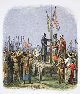 Oath Gallery: The oath of Walter l Espec, Cowton Moor, near Northallerton, Yorkshire, 1138 (1864)
