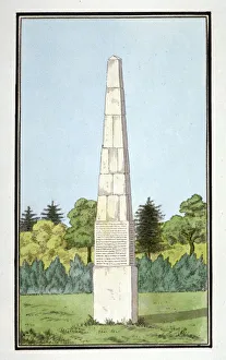 Lewisham Prints: Obelisk erected on Brockley Hill, possibly in Lewisham, London, c1795. Artist