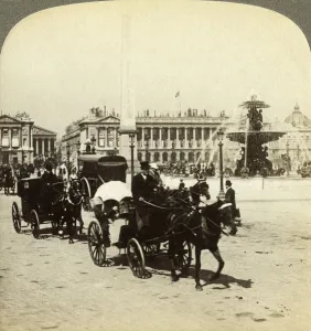The obelisk and fountain, Place de la Concorde, Paris, France, 19th century. Artist: Underwood & Underwood