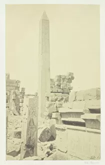 Francis Frith Gallery: Obelisk and Granite Lotus Column, Karnac, 1857. Creator: Francis Frith