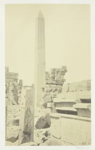 1858 Prints: Obelisk and Granite Lotus Column, Karnac, 1857. Creator: Francis Frith