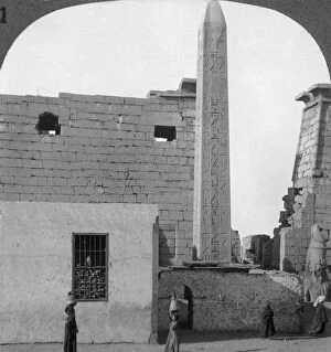 Images Dated 5th January 2008: The obelisk of Rameses II and front of Luxor Temple, Thebes, Egypt