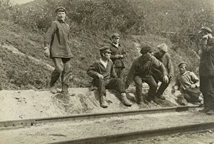 Obluchye station - Local residents near the expedition carriage, 1929. Creator: Unknown