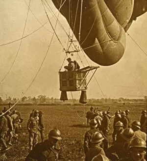 Barrage Balloon Collection: Observation of enemy positions from a barrage balloon, c1914-c1918