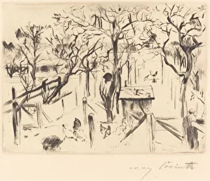 Drypoint In Black On Laid Paper Prints: Obstgarten im Herbst (Fruit Garden in Autumn), 1912. Creator: Lovis Corinth