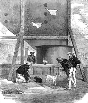 Les Lapins Prints: The three occupants of the turret of H.M.S. Glatton when fired at, 1872. Creator: Unknown