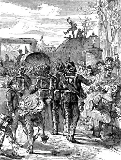 Occupying German soldiers leaving Paris after the Franco-Prussian War, 1871 (c1880)