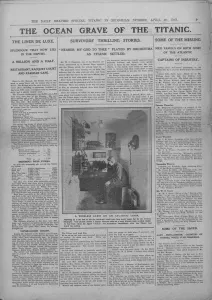 The Daily Graphic Prints: The Ocean Grave of the Titanic, and photograph of a wireless operator, 20 April, 1912