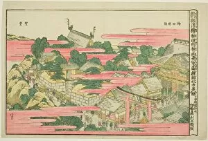 Rose Gallery: Ochanomizu in Kanda Mojin Shrine, Japan, c. 1811. Creator: Hokusai