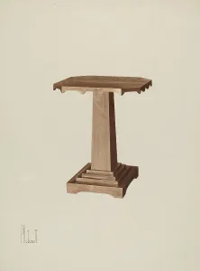 Woodcarving Prints: Octagonal Table, c. 1941. Creator: Peter C. Ustinoff