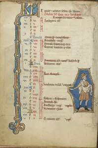 Sowing Prints: October Calendar Page; Sowing; Psalter, mid-1200s. Creator: Unknown
