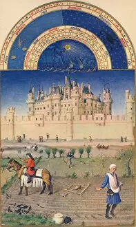Duke Of Gallery: October - the Louvre, 15th century, (1939). Creators: Paul Limbourg, Jean Colombe