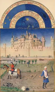 Jean Collection: October - the Louvre, 15th century, (1939). Creators: Paul Limbourg, Jean Colombe